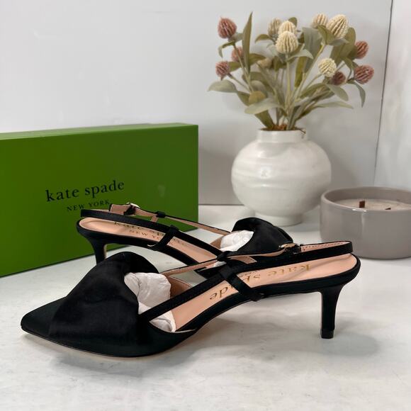Kate Spade NY Marseille Slingback Pumps Pointed Toe Black Women 7B Tried On - Picture 6 of 11